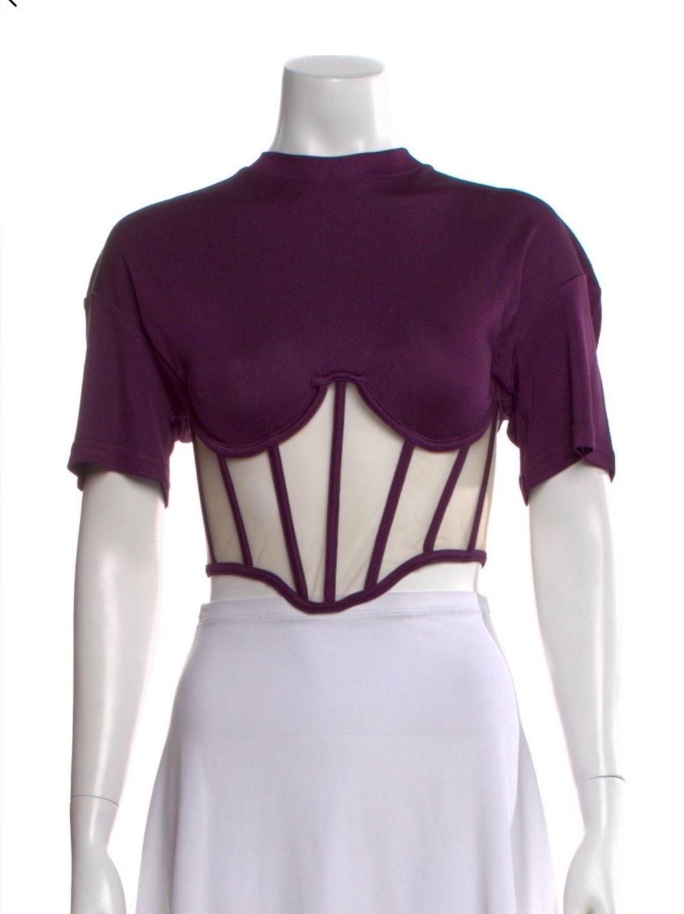 NEW RTA Purple Grape Short Sleeve Mesh Corset Cropped Top